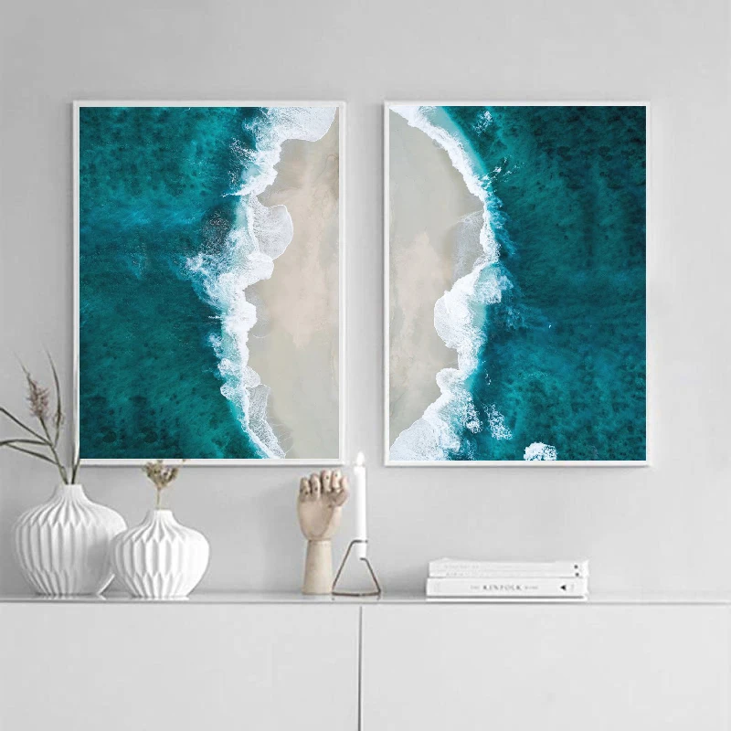 

Abstract Wall Art Landscape Paintings Blue Sea Water and Spray Nordic Posters and Prints Living Room Bedroom Corridor Decoration
