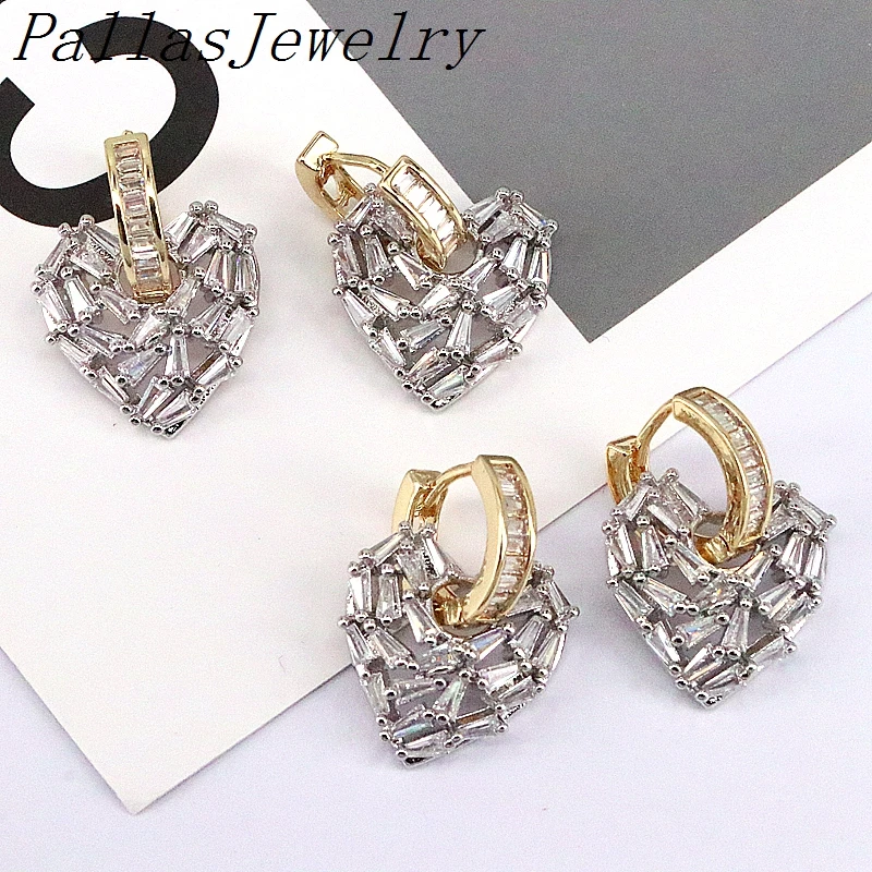 3 пары модные классические серьги в форме сердца золотого и серебряного цвета с