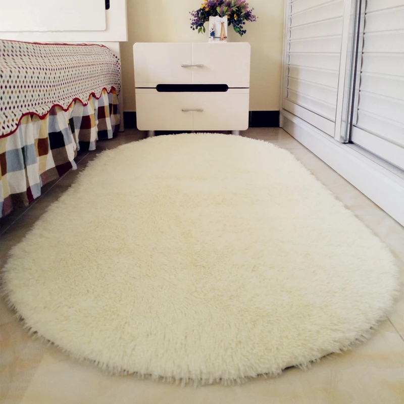 cute oval bedside mat home thickened hairy childrens room crawling living room bedroom full 0f coffee table tatami pink carpet free global shipping