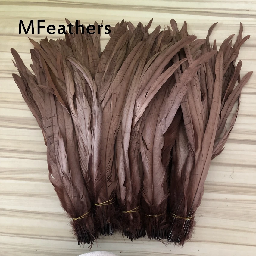 

MFeathers 100pc Brown Dyed rooster chicken tails feather 30-35cm 12-14inch natural cock feathers diy jewelry making carnival dec