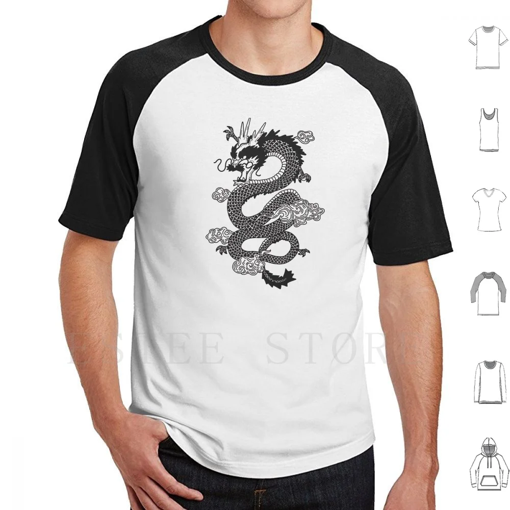 Футболка мужская с драконом и татуировкой хлопок принт сделай сам дракон тату