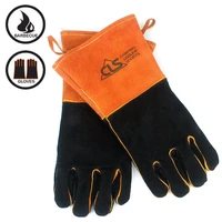 outdoor bbq gloves camping fire barbecue cowhide high temperature heat insulation thickening and welding protection
