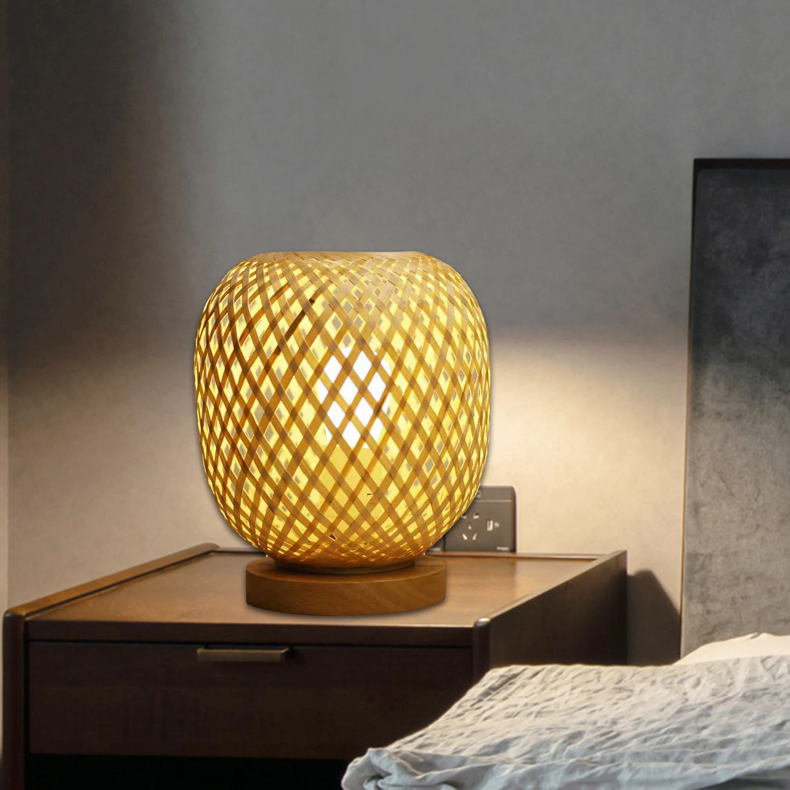 

Bamboo Table Lamp Lampshade Cover for Bar Restaurant Teahouse Living Room Bedside Study Room Dining Room Decoration Ornament