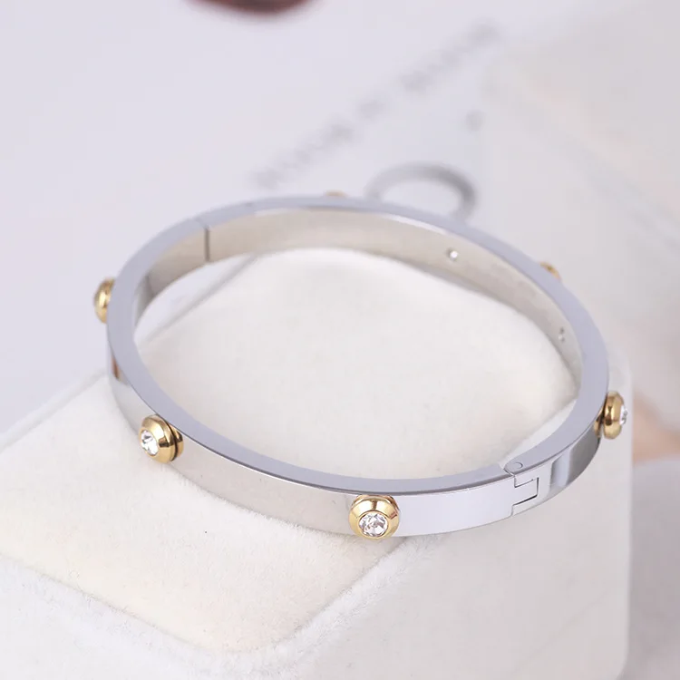 

European and American bracelet bracelet jewelry fashion, punk two-color optional round bracelet