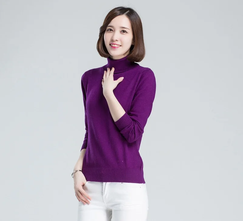 Women Cashmere Sweater Winter Warm Turtleneck Sweaters Fashion Soft Knitted Wool Pullovers Slim Clothes | Женская одежда