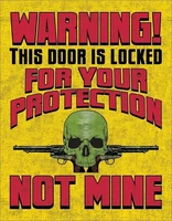 retro tin paintings door is loed for your protection not mine tin sign 5 w h