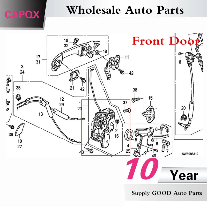 Задний замок CAPQX для HONDA CRV 2007 2008 2009 2010 2011 72150-SWA-H01 72110-SWA-H01/72650-SWA-H01 | Автомобили и