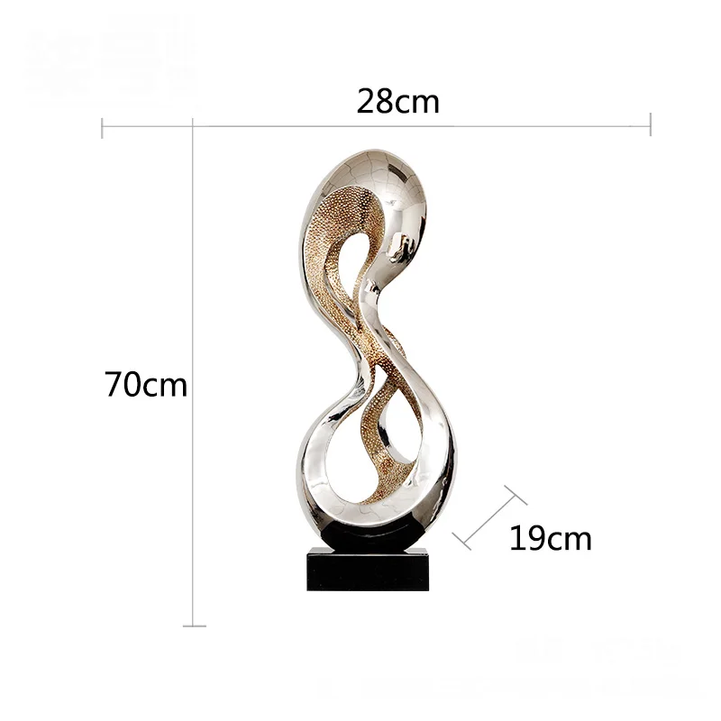 

Large 70cm Creative Plating Silver Resin Craft Home Ornaments Abstract Sculpture Furnishing Articles Home Decoration Accessories