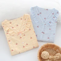 confinement clothing spring summer double gauze small cherry new style maternal cotton thin breastfeeding and nursing clothing