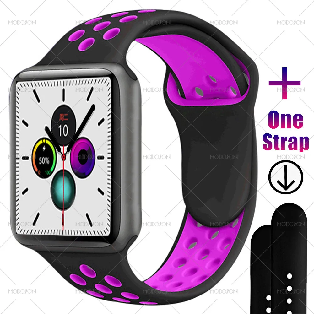 Black Black Purple MODOSON, умные часы iwo 12, серия 5, 30, с циферблатом, пульсометр, умные часы, фитнес-трекер, часы для Apple iphone, Android - Цвет: Black Black Purple