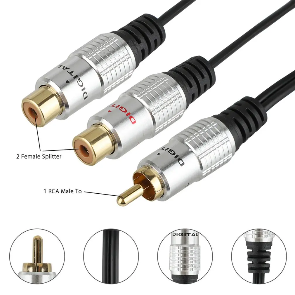 2RCA женский до 1 мужской y-разветвитель адаптер кабель 0 25 м провод из