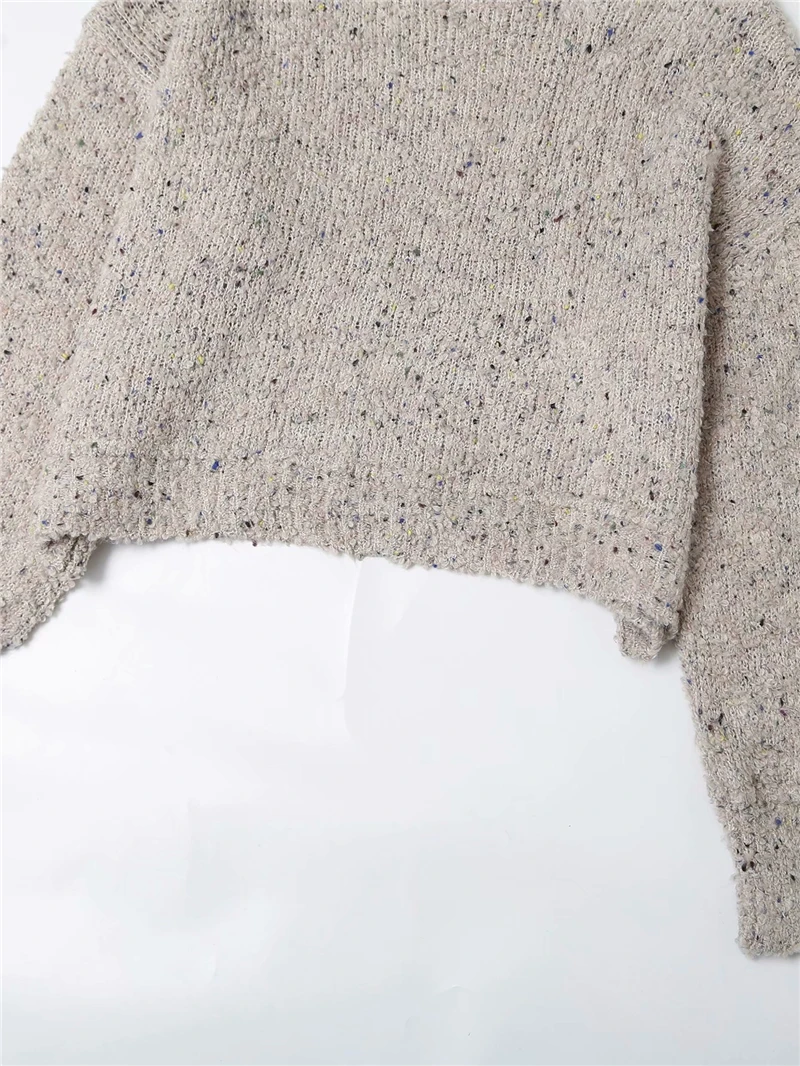 

Vintage Women Khaki Sweaters 2020 Fashion Ladies O-Neck Knitted Tops Streetwear Female Chic Puff Sleeve Pullovers Causal Girl