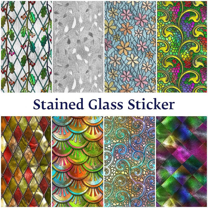 

Stained Frosted Glass Films Static Cling Non-adhesive Glass Stickers For Home Office Bathroom Privacy Decorative Window Film