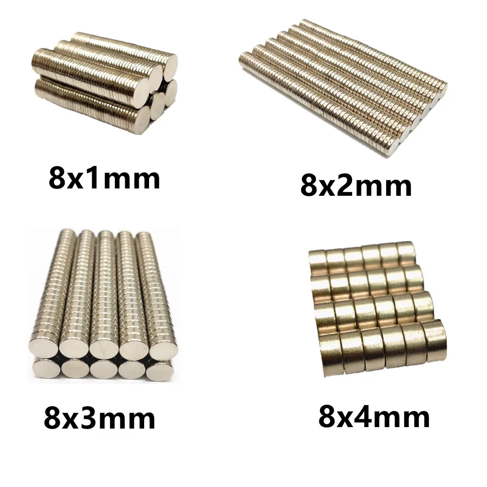 

10 20 50PCS/LOT NdFeB Magnet 8*1 8*2 8*3 8*4 N35 Disc MAGNET 8x1 8x2 8x3 8x4 Round Speaker magnets