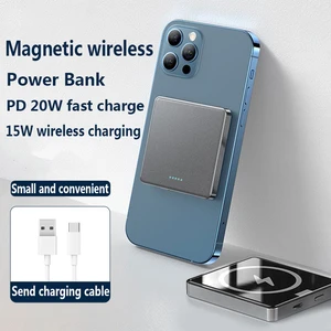 2021 new 10000mah magnetic power bank 15w fast wireless charging for iphone 13 12 pro max portable mobile phone external battery