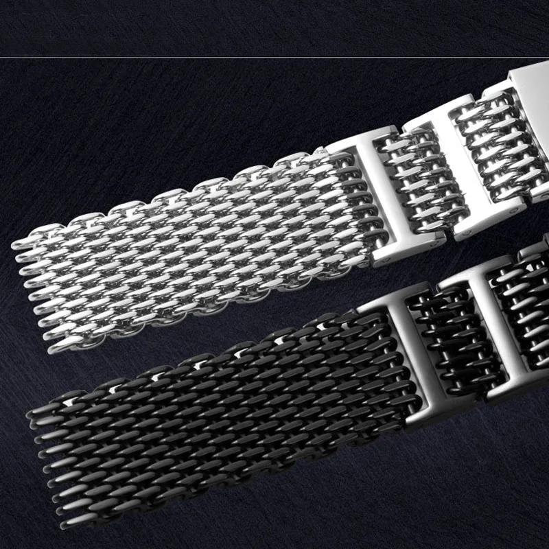 Ремешок для часов с толстой сеткой сменный Браслет двойной застежкой роскошный