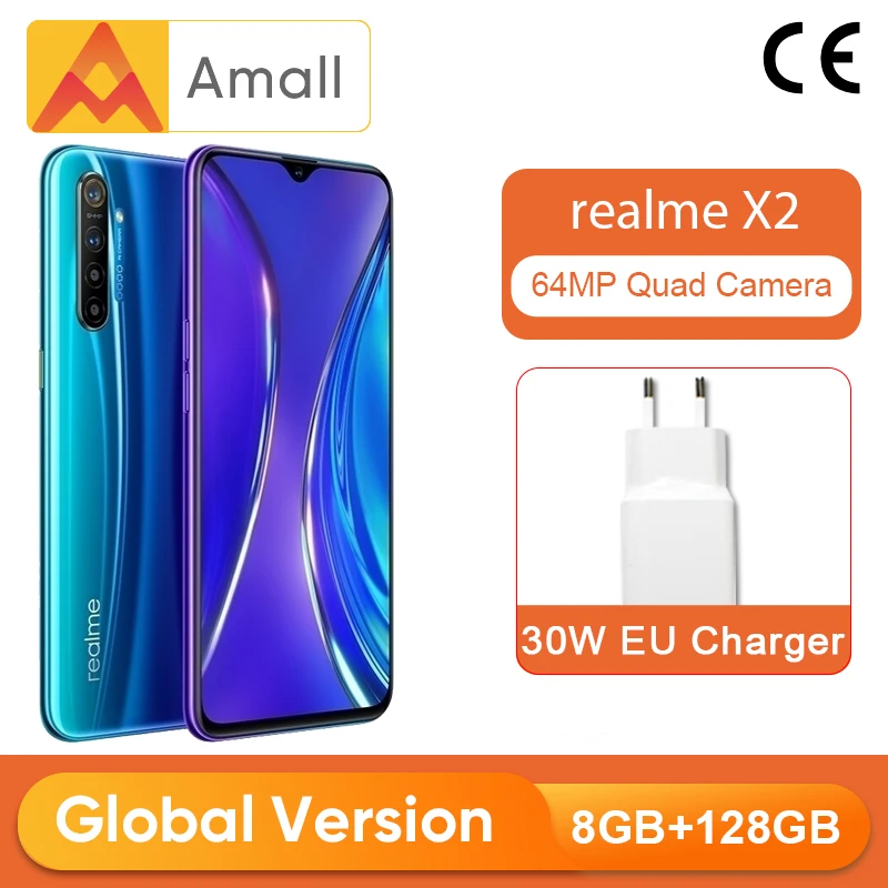 Realme X2 X 2 Мобильный телефон Snapdragon 730G 64MP Quad камера 6 4 ''телефон nfc VOOC 30W