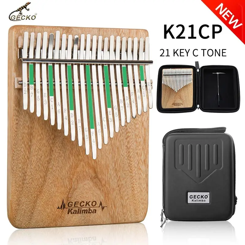 GECKO Kalimba 21-Key F tones Camphor Wood African Thumb Finger Piano K21CP Musical Instrument keyboard xylophone vibraphone