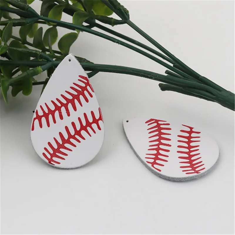 DoreenBeads кожа из натуральной кожи Спортивные Подвески бейсбольные белые красные