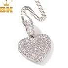 Кулон в форме сердца BLING KING большого размера, ювелирное украшение на заказ с фоторамкой, памятью для тенниса, подарок на День святого Валентина для пар