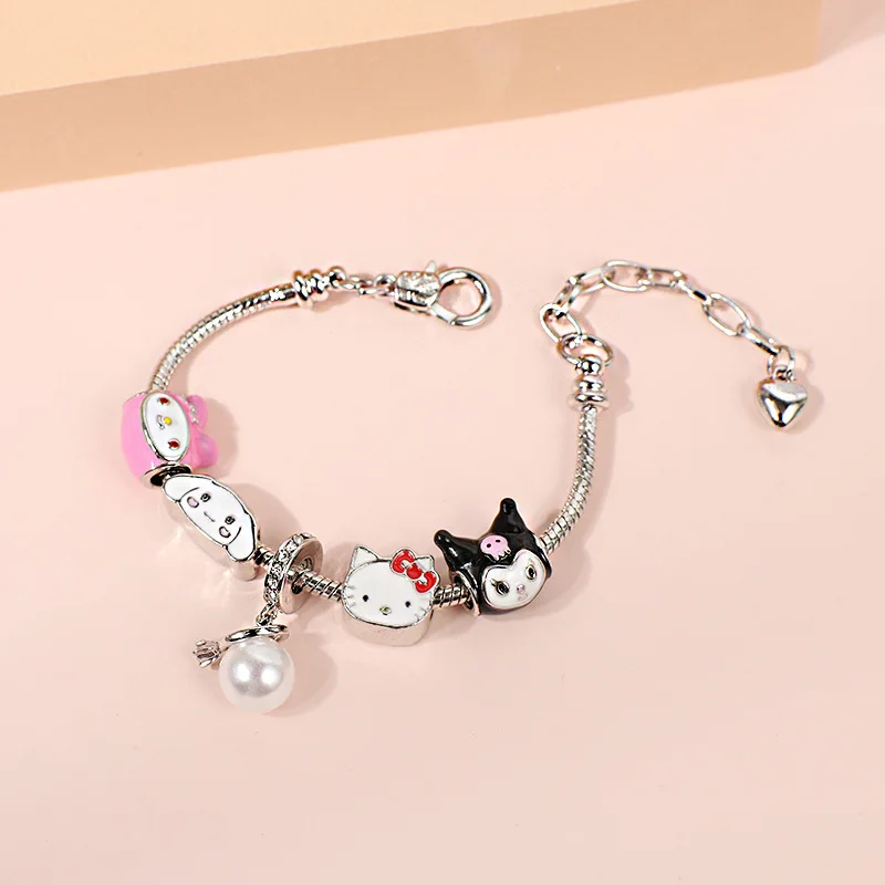 

3D Fashion KAWAII Sanriod Anime cartoon Series Kuromi melody Kitty Cinnamorol bracelet Jewelry Cute Girls Holiday Gift