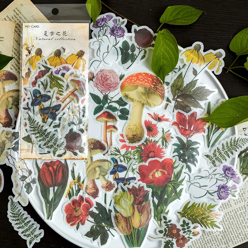 

60 pcs/pack Vintage flower Plant Leaf Washi Stickers decoration paper sticker DIY diary decoration sticker album scrapbooking