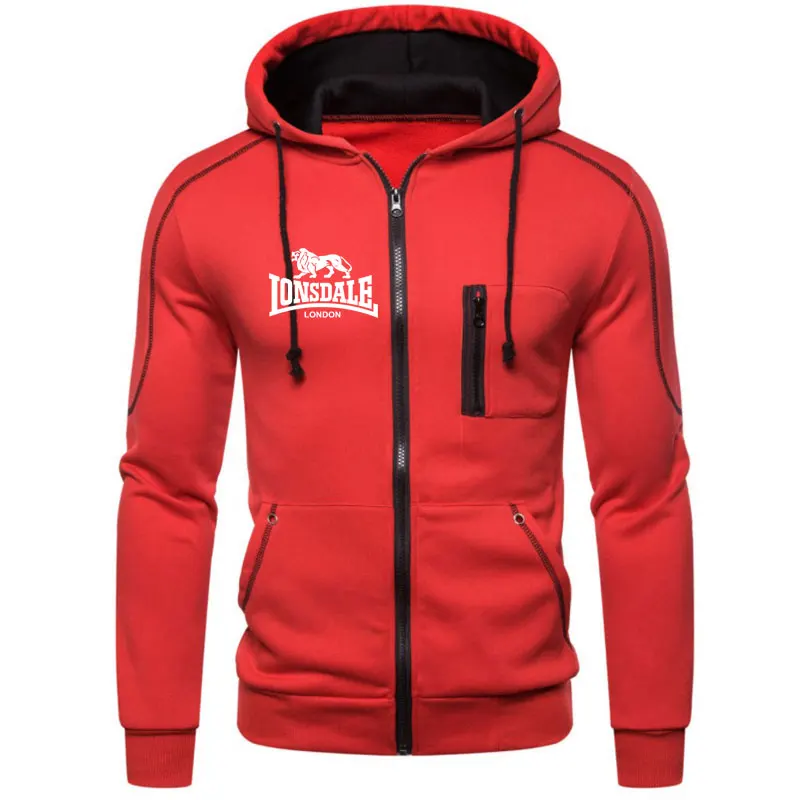 

Толстовка мужская с капюшоном, повседневная кофта с длинным рукавом, Приталенный свитшот на молнии, уличная одежда, осень-зима