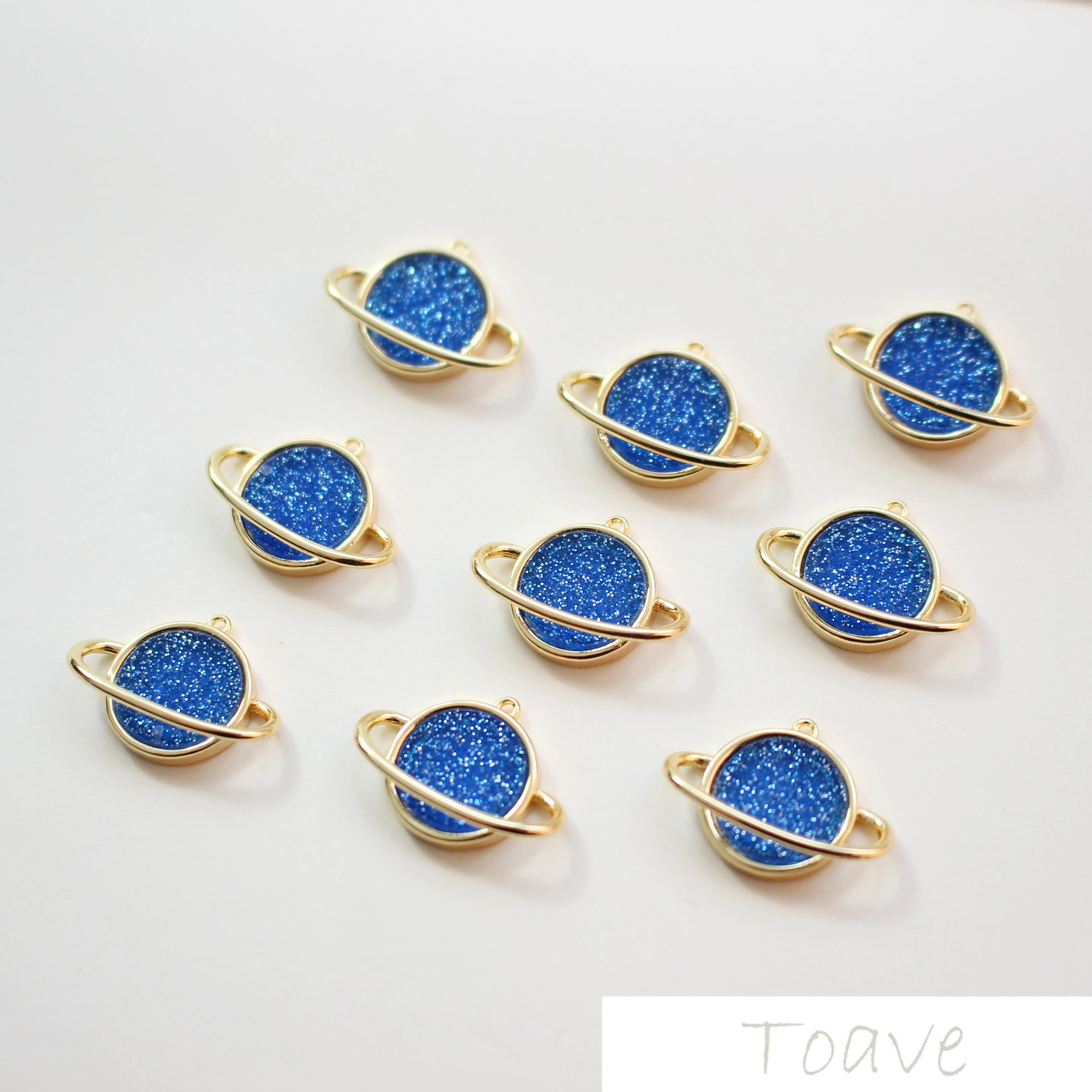 

Copper Plated 18K Real Gold Color Blue Planet tong diao zhui DIY Ear Stud Bracelets Material Accessories