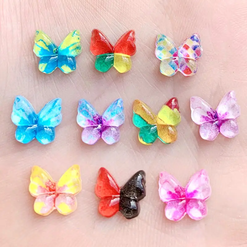 DIY 80 шт. Красочные бабочки с плоской задней стенкой Стразы искусственные и