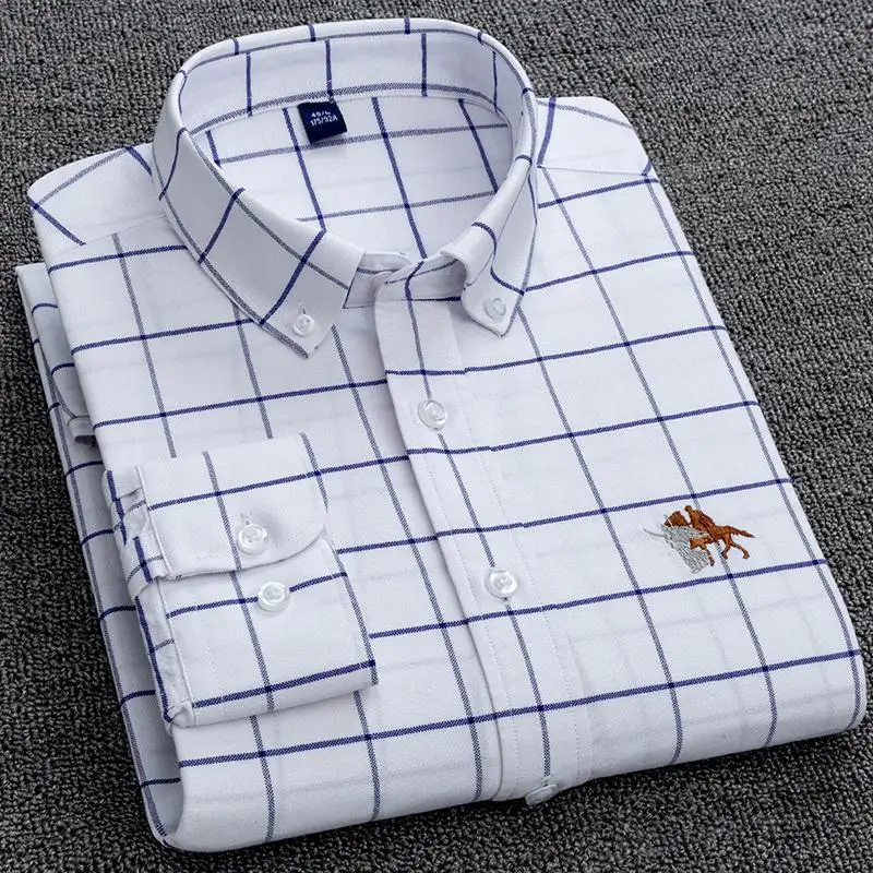 

Autumn new men's Cotton Long Sleeve Shirt slim Plaid business casual stripe shirt for men