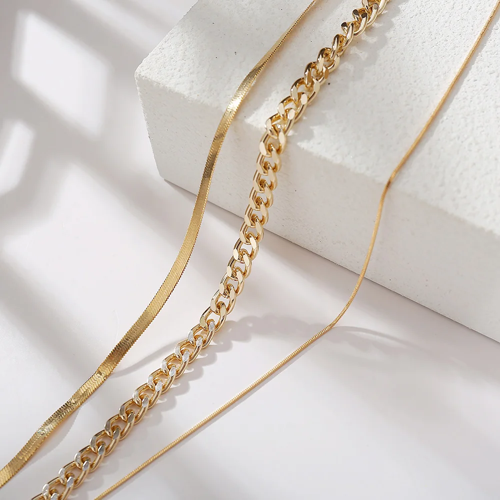 Модное простое ожерелье в виде змеи для женщин Винтажный Золотой многослойный