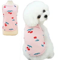 dog shirt pet cat clothes cherry suspender vest dog tshirt cool sweatshirt hoodie outfit summer for yorkie terrier pets clothing