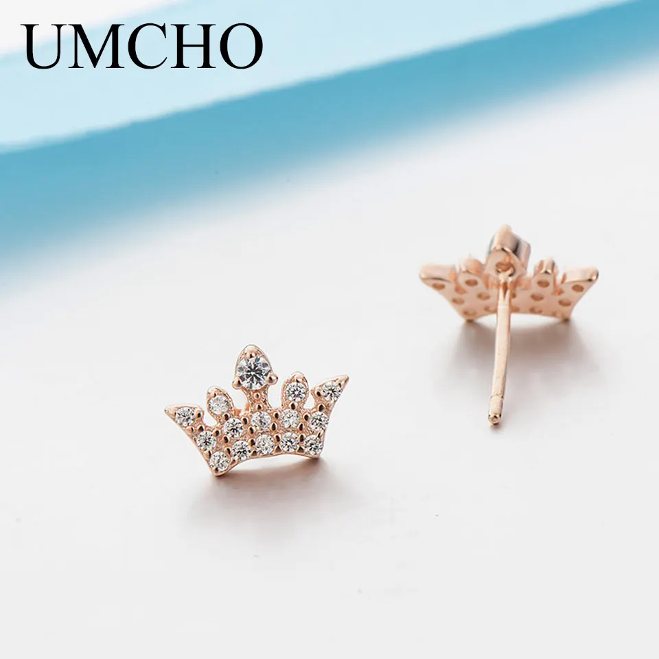 UMCHO Crown, настоящее 925 пробы, серебряные ювелирные изделия, серьги с цирконием кубической огранки для женщин, подарки на день рождения, хорошее ювелирное изделие
