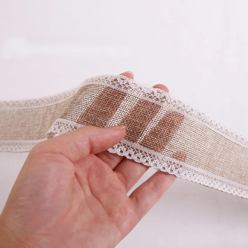 Льняная лента длиной 2 м изысканная кружевная для рукоделия ленты украшения елки