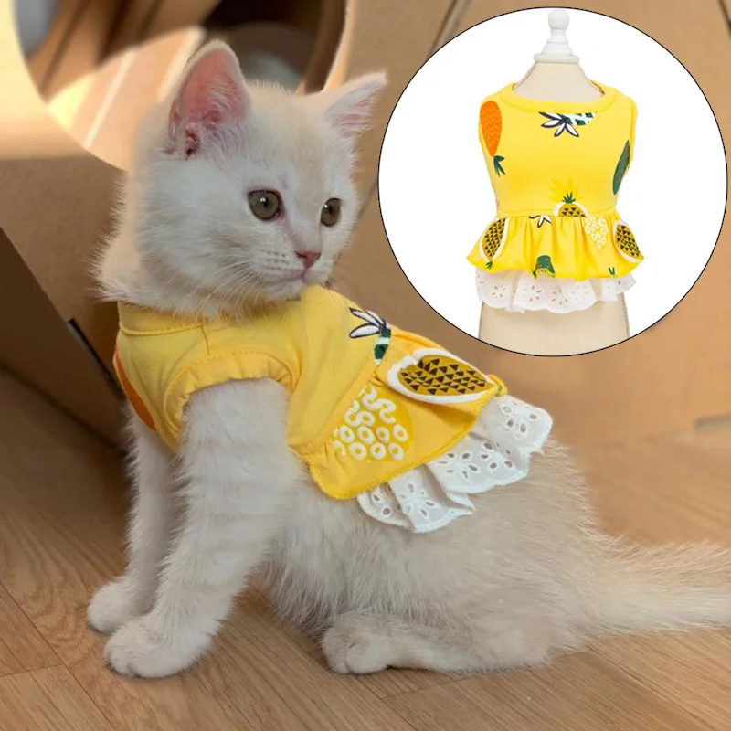 

Cute Pineapple Pet Cat Dresses for Cats Summer Cooling Cat Dress Skirt Pet Kitty Clothes Clothing kedi elbisesi ropa para gato