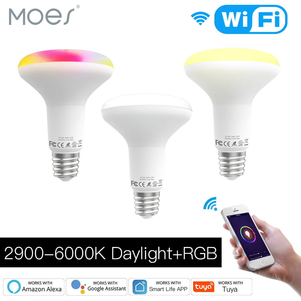 Умная светодиодсветильник лампа с Wi Fi регулируемой яркостью 13 Вт RGB C + W работает