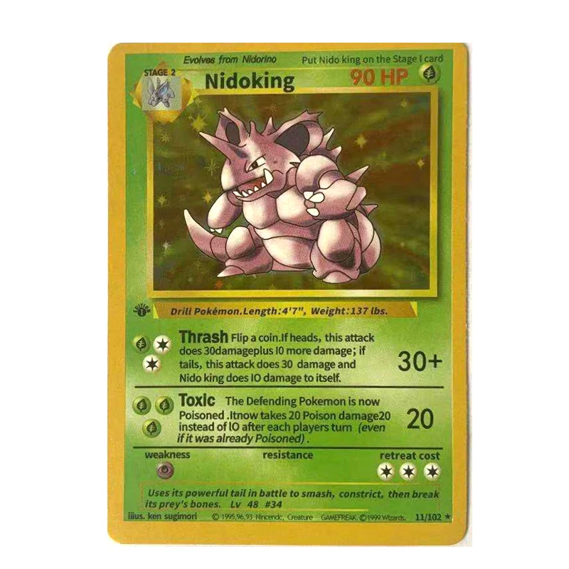 Juego de 10 unids/set de cartas de Pokemon Charizard Venusaur Mewtwo, colecci&oacute;n de cartas de batalla, juguetes para ni&ntilde;os, regalo, primera edici&oacute;n, 1996-3