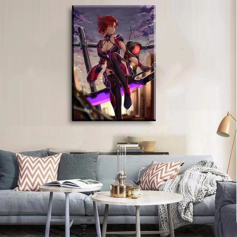 

Home Decor Canvas Picture 1 Piece Anime Sexy Big Sword Girl Painting Poster Modular Modern Living Room Wall Art Decoration Frame