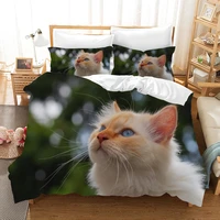 blue eyes cat bedding set animal duvet cover sets comforter bed linen twin queen king single size dropshipping gift