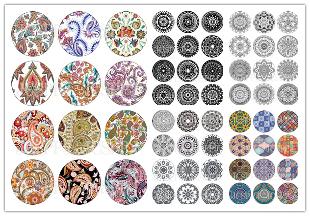 

Waterproof glass patch printing beautiful patterns jewelry apparel jewelry accessories decorative mosaic size 8mm~40mm J