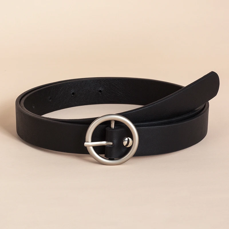 

Fashion leather belt for casual pants jeans Double ring pearl buckle ladies belt dress white ladies belt all-match belt