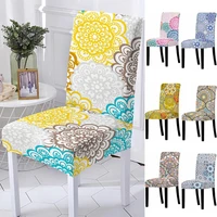 elastic spandex mandala flower chair cover high back chair protector case for resterant wedding party dining room decoration