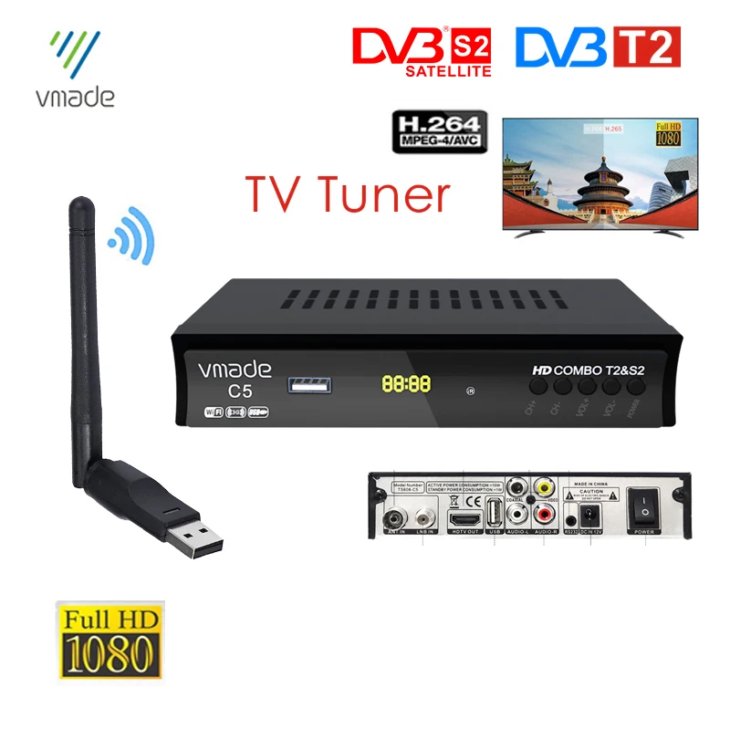 ТВ приставка Vmade DVB S2/T2 спутниковый приемник искатель комбинированная
