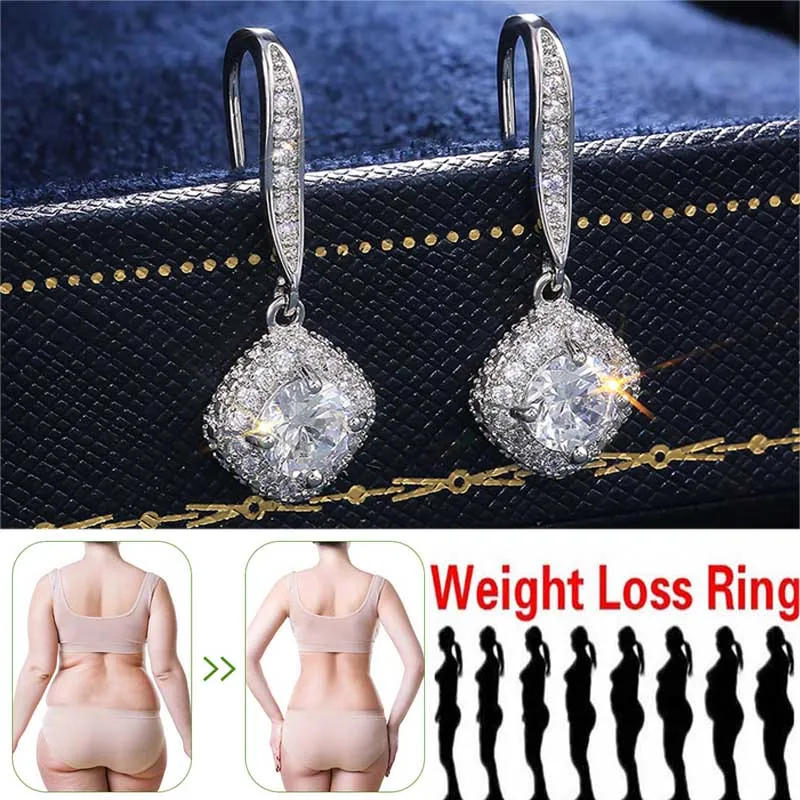 

Magnetic Princess Cushion-Cut Moissanite Weight Loss Crystal Drop Earrings Fashion 925 Standard Silver Fast Lose Weight Slimming