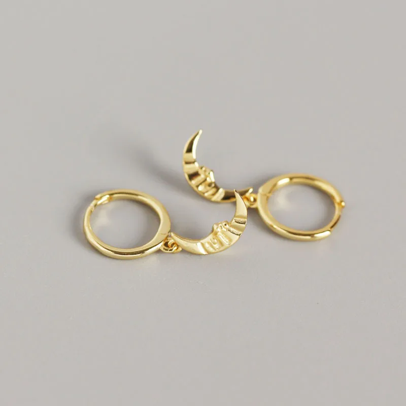 

Gold Silver Color Hoop Earrings With Charms Mini Moon Shape Pendant Earring Small Hoops Jewelry Gift