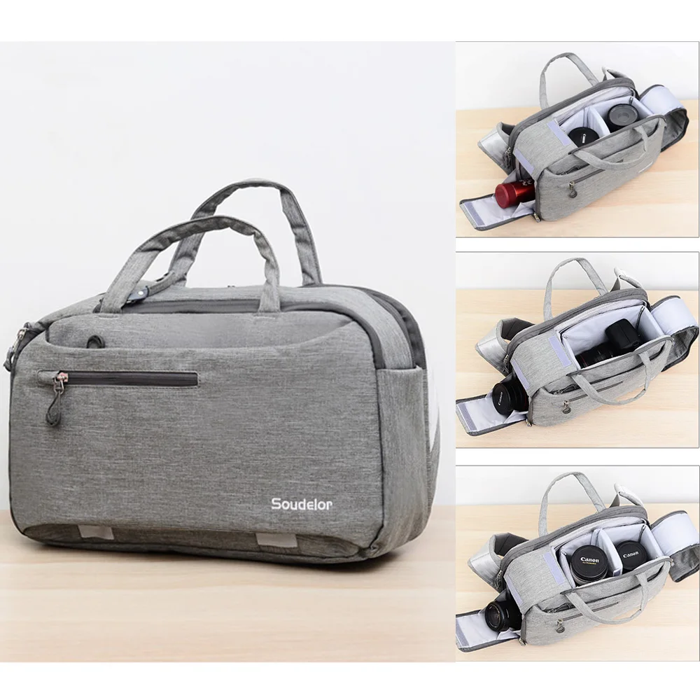 

Большая сумка для фотосъемки, сумка на плечо для цифровой зеркальной фотокамеры, рюкзак для ноутбука Canon, Nikon, дорожный рюкзак, чехол серого и...