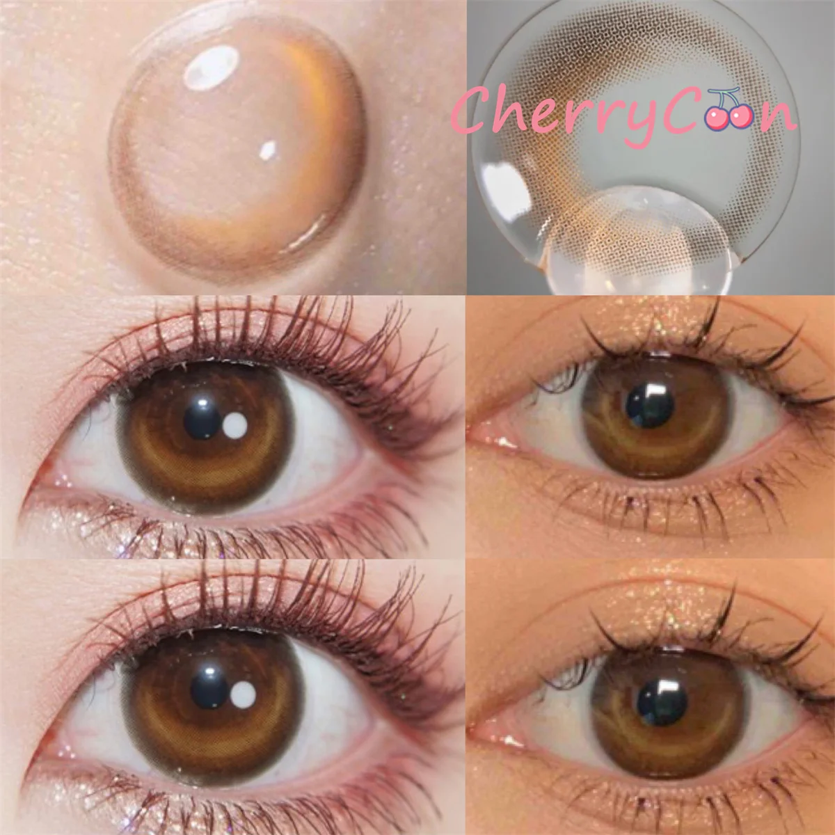 

CherryCon month Brown Contact Lenses Annually yearly Colored Soft for Eyes Contact Lens Myopia Prescription degree 2pcs/Pair