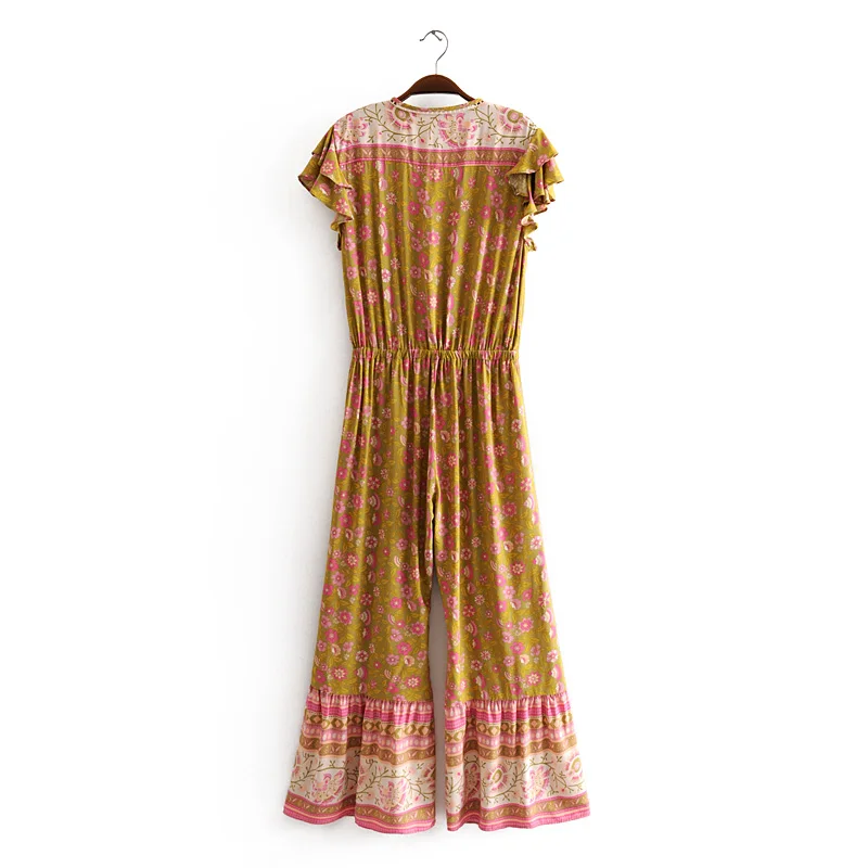 Комбинезоны Everkaki Boho с оборками, женские комбинезоны с поясом, регулируемые женские винтажные комбинезоны, женские комбинезоны, Новинка осени