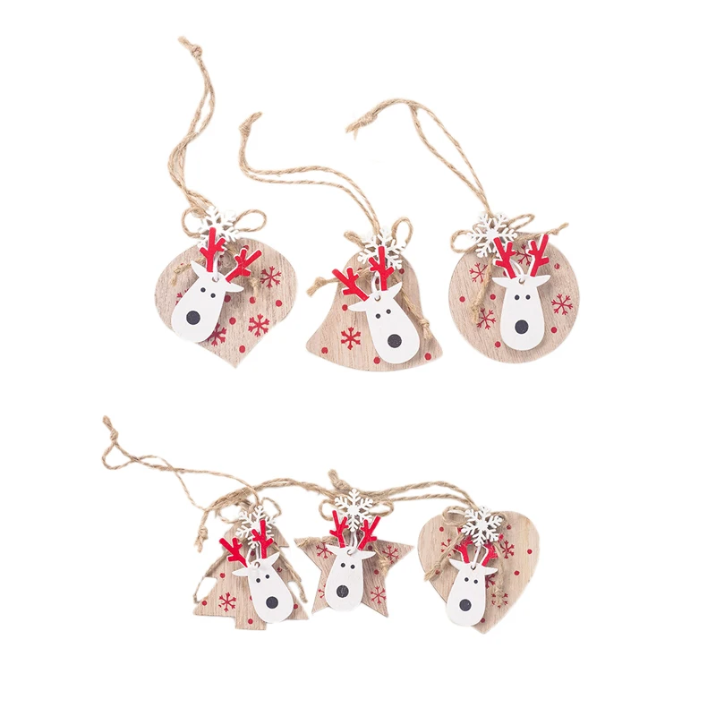 1 комплект 6 шт. рождественские украшения деревянные печатные Merry Christmas Doll Tree