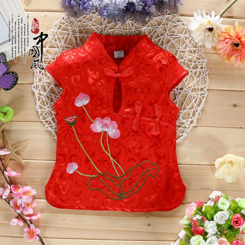 Традиционная китайская одежда для детей летнее платье с вышивкой комплект